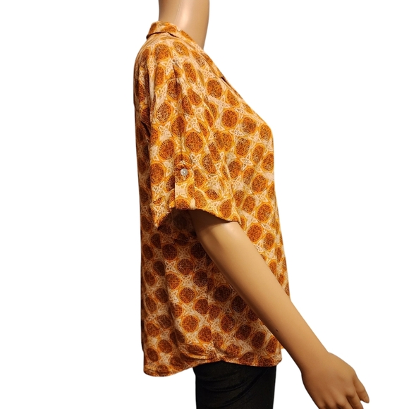 Jane + Dalancey Short Sleeve Retro Style Casual Button Down Shirt Size M - Picture 4 of 12